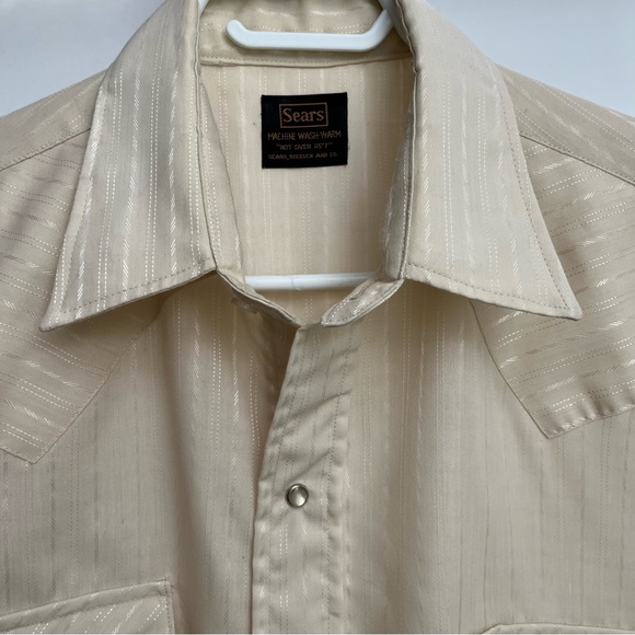 Sears Mens store 1960s - vintage classic Western Pearl snaps size L - Long tails - Picture 4 of 7
